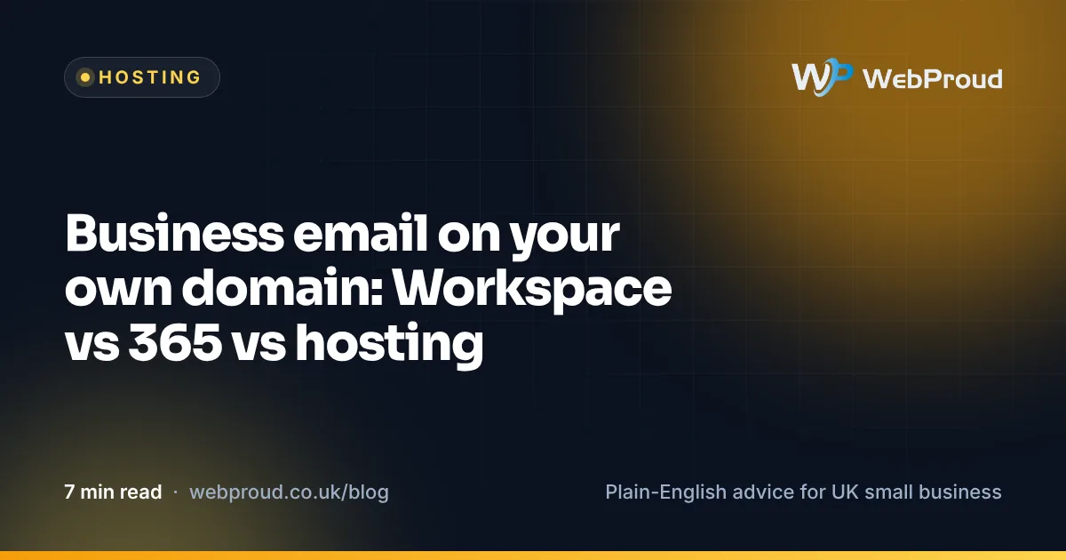 An email inbox showing a message from a business address on its own domain.