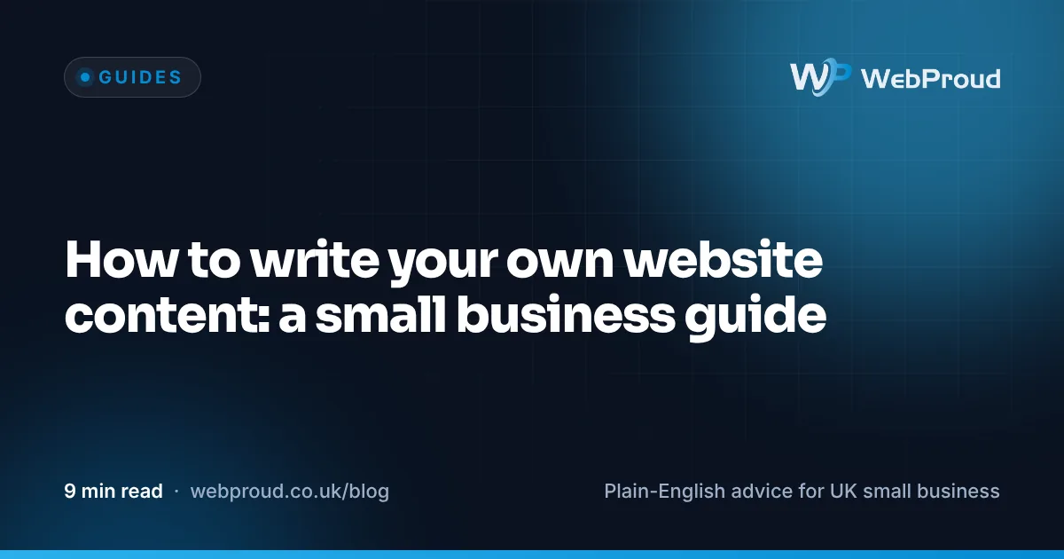 A notebook with a page plan for a small business website next to a laptop showing a half-written home page.