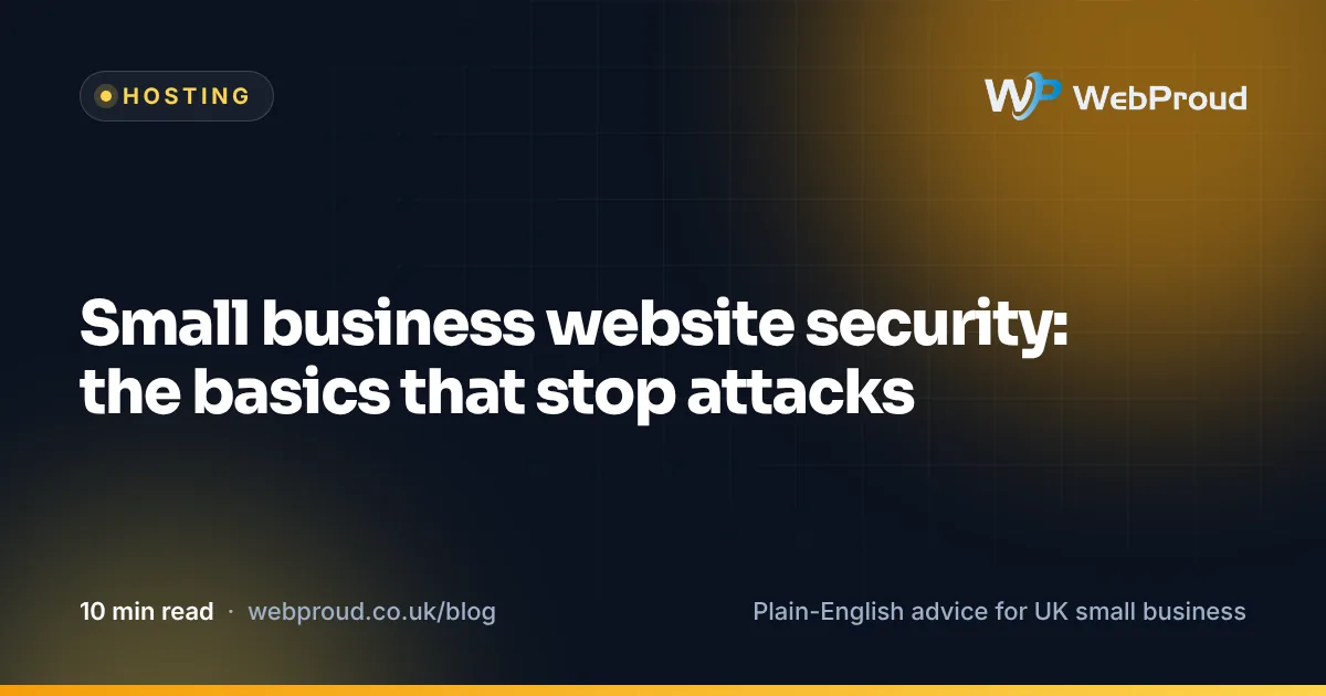A padlock on a browser window with a tick-list of website security basics beside it.
