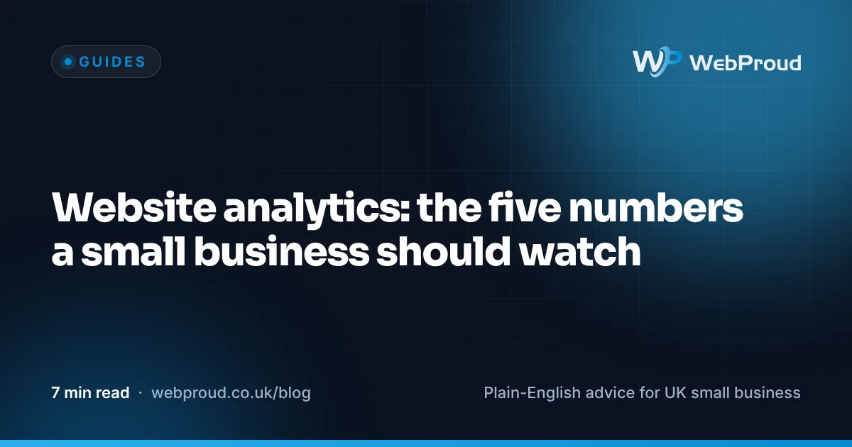 A simple dashboard showing five large numbers for website visitors and enquiries.